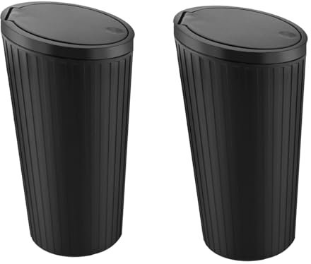 BEASAFY Auto Mülleimer mit Deckel - Tragbarer Mini Abfalleimer, Wasserdicht und Geruchsdicht für Innenraum, Zuhause, Küche, Büro, Camping (Schwarz), 2 Stück