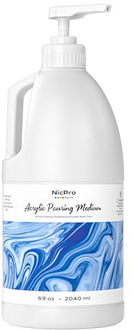 Nicpro 2040 ml Pouring Medium Acryl, Verbesserung der Fließfähigkeit | Acryl-Farbverdünner, Acrylic Fließmedium, Pouring Acrylfarbe für gleichmäßiges Fließen bei Gießanwendungen und Fließtechniken