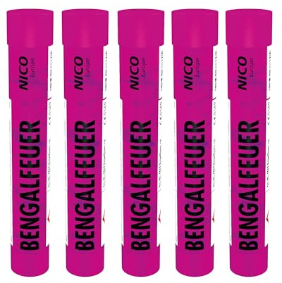 5 Stück NICO Europe Bengalfeuer in Pink I Bengalo Fackel Pyro Feuerwerk
