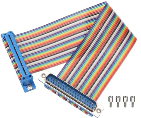 sourcing map IDC Serial Cable Rainbow Wire Flat Ribbon Cable DB37 Male to DB37 Male 8 Inch Length 2.54mm Pitch Breadboard Jumper Wires for Electronic Projects