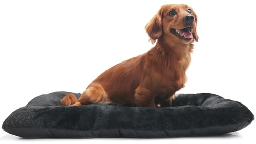 zihapgpzp 30 Inch Dog Crate Bed for Medium Size Dogs,Comfort Fluffy Plush Kennel Pad with Non-Slip Bottom,Machine Washable Pet Sleeping Mat,30x19,Black