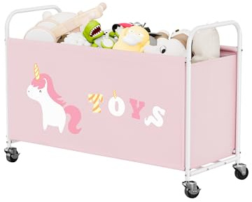 GRANNY SAYS Toy Box for Boys Girls, Extra Large Toy Chest Storage with Wheels, Metal Kids Toy Storage Organizer for Living Room Storage, 135L Toy Bins for Kids Organizer Stuffed Animals, Pink