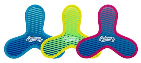SUMMER GAMES Neopren Frisbee Set - Wurfscheibe für Kinder, 3er Set | Dreieckige Wurfscheiben aus weichem Neopren, 23 cm, in 3 Farben - ideal für Strand, Garten & Schwimmbad