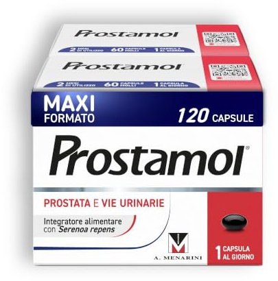 Prostamol 120 Capsule Molli - Integratore Alimentare a base di Serenoa repens (320 mg) per la Funzionalità della Prostata e delle Vie Urinarie. Senza Glutine. Naturalmente privo di lattosio.