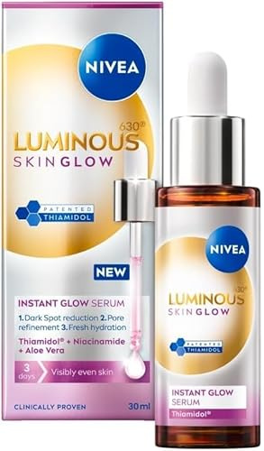 NIVEA Luminous 630 Even Glow Serum with Thiamidol 30ml, Serum for Face with Niacinamide and Aloe Vera, Refines Pores and Hydrates for Clear and Glowing Skin