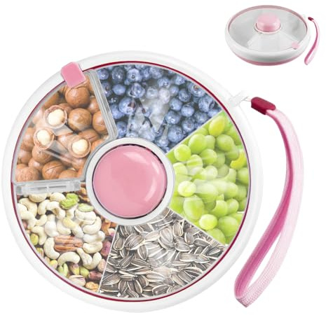 Penbinmall Snack Spinner Rotating Storage, kleiner Obst-Organisator, tragbarer Obst- und Süßigkeiten-Organisator für Kinder, Snack-Organisator für Kinder (Rosa)