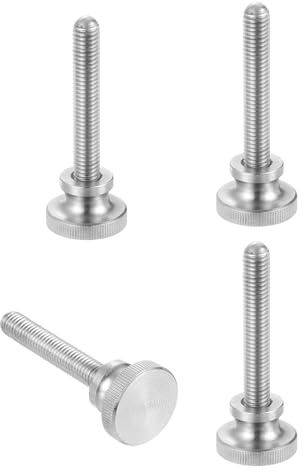 sourcing map Lot de 4 vis moletées M8 x 50 mm, vis moletées à tête diamant en acier inoxydable 304, boulons à tête moletée métriques avec boutons de préhension à l'épaule, attaches filetées serrées à