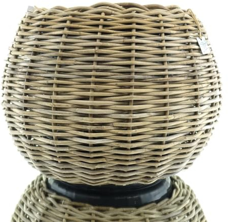 Van der Leeden DRYPOT® Rattan Tina Pflanzkübel Grau Ø 45 cm - Sylter Körbe