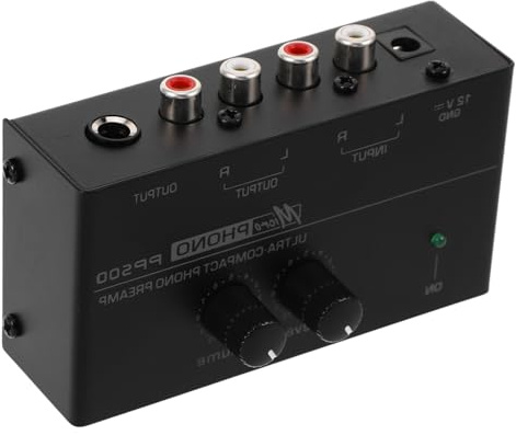 SEWACC Preamplificador de Fonógrafo Metálico Preamplificador de Fono para Tocadiscos Amplificador Estéreo para Audio de Vinilo Casa