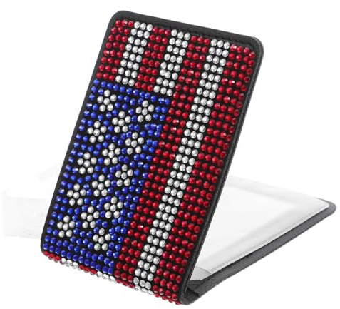 BESTYASH Glitter Rhinestone Car Registration Document Holder Scratch-Resistant Organizer with American Flag Design for Vehicle License Cards and Insurance Papers Elegant Interior Accessory
