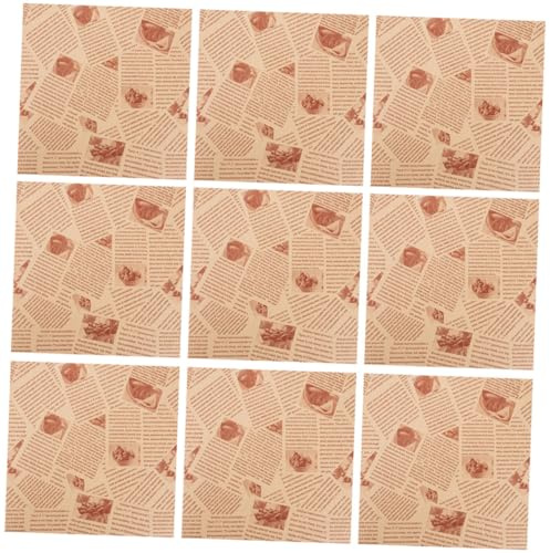 TEHAUX 100 pièces Papier Alimentaire Antigras et Étanche Papier Kraft Imprimé Journal pour Emballage Sandwich Friture et Pâtisserie