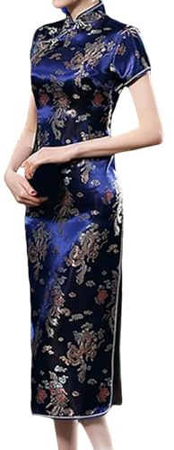 Winter Retro Bedrucktes Cheongsam-Kleid Elegante Lange Abendrobe mit Traditionellem Design für Moderne Damen