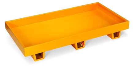 IROEJT Plataforma Modular Industrial para derrames, Plataforma con Drenaje, Palet de contención de Fugas de bidones de Aceite con Huecos para montacargas, Alta capacid，Orange a 49.3x25.6x7.9IN