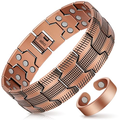 Mahnco Copper Bracelet for Men, 3X Ultra Strength 99.99% Pure Copper Magnetic Bracelets with Magnets,Magnetic Jewelry with Adjustable Sizing Tool
