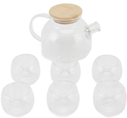 RASTKY Set Teiera in Vetro Bollitore per tè Sicuro per Piano Cottura Ad Alto Contenuto di Borosilicato Resistente Al Calore per Uso Domestico e Ufficio 500 Ml 6 Tazze