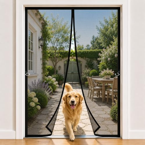Zanzariera Calamitata Nero 120x250cm Ideale Per Bambini Cani E Gatti Con Chiusura Rapida Per Telai in Legno PVC E Metallo