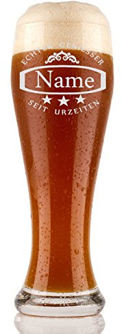 Vaso para cerveza de trigo, 0,5 l, personalizable, de cristal