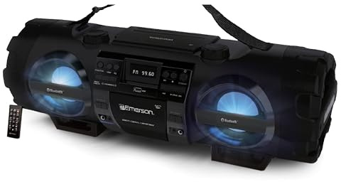 Emerson EPB-3001 Portable Bluetooth CD Player Boombox Stereo System with AM/FM Radio, MP3, USB, AUX, & Headphone Jack | Compact for Home or On-the-Go Entertainment