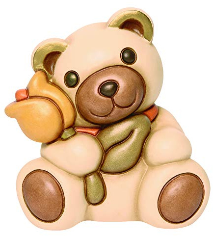 THUN - Orso Teddy Oliver Medio con Tulipano Giallo - Animali Soprammobili da Collezione - Ceramica - I Classici