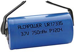 Batteria ioni di Litio ricaricabile Li-Ion 17335 - 3,7V 750mAh Terminali a Saldare Dimensioni 35.5x17(d) mm