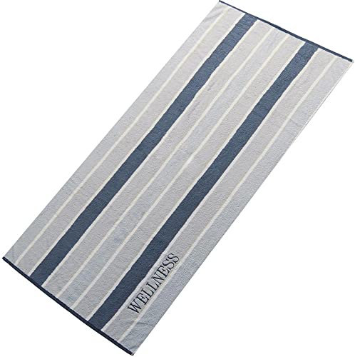 aqua-textil Wellness Saunatuch 80 x 200 cm Streifen grau Baumwolle Frottee Sauna Handtuch Strandtuch