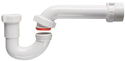 Keeney 400PVCK PVC P-Trap Pipe Kit with Reducing Washer and Adapter, White, 1-1/2-Inch or 1-1/4-Inch x 1-1/2-Inch