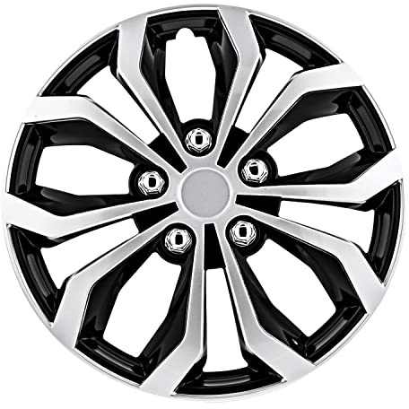 Pilot Automotive WH553-16S-BS 16 Inch Spyder Black & Silver Hubcap Wheel Covers For Cars - Set Of 4 - Fits Most Cars