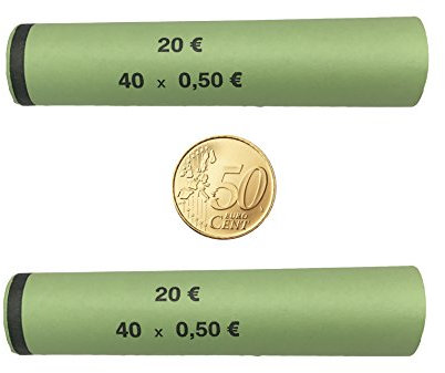 3717 Münzhülsen vorgefertigt und gerollt - 50 Cent (1700 Stück)