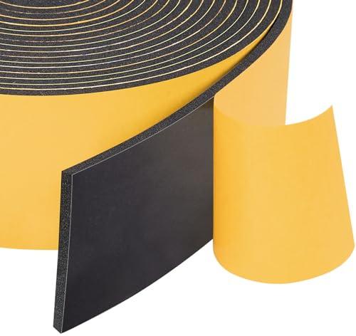 Yotache Neoprene Weather Stripping 2 W X 1/8 T (New Adhesive Craft), Self Adhesive Foam Rubber Seal Strip Tape for Door and Window, 16 Ft Length