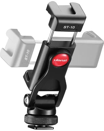 ULANZI Adaptateur Trépied Smartphone, ST-10 Phone Adapter en d'Aluminium avec 2 Sabots Froids, Rotation 360º, Support Téléphone pour iPhone, Galaxy, Huawei, Xiaomi et Appareil Photo