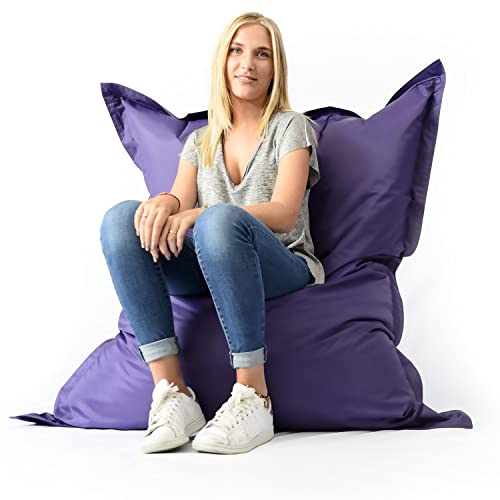 LIVEDECO - Pouf Géant XL 160 x120 cm Intérieur et Extérieur, Déhoussable, Salon, Jardin, Violet BiG52