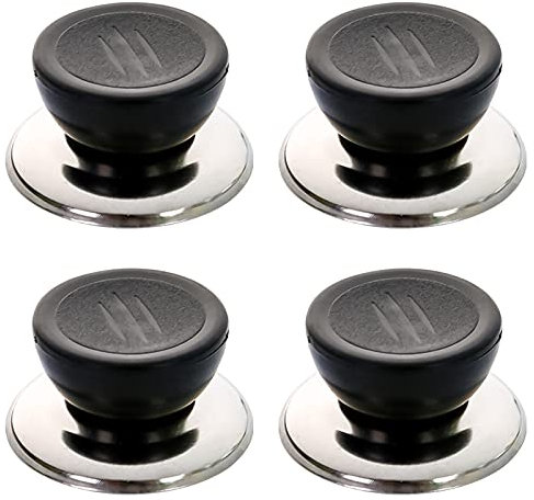 GZWY 4 tapas de acero inoxidable para ollas – Pomos de tapa de olla universales de cocina – Pomo de tapa resistente al calor para ollas sartenes con agujero de vapor, duradero y uso sostenible