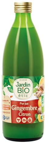 Jardin BiO étic – Pur Jus Gingembre Citron BIO 50cl | Gingembre équitable & Citron originaire de Sicile – Parfait pour assaisonner et cuisiner – Légèrement relevé