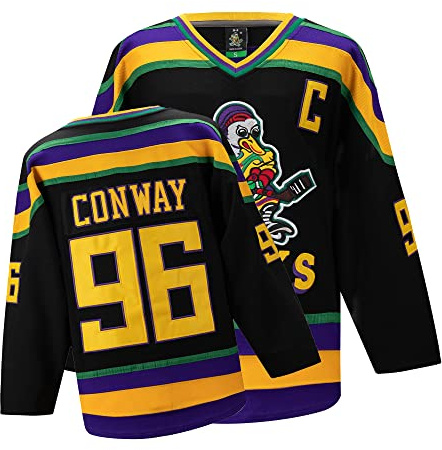 Mighty Ducks Jersey film ishockeytröja S-XXL Charlie Conway #96 Adam Banks #99, 90S Hip Hop kläder för fest, #96 Blå, XL