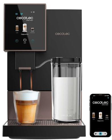 Cecotec Cafetera Superautomática Compacta con Wifi Cremmaet Compactccino Connected Black Rose. 1350W, 19 Bares, Pantalla TFT y APP, Molinillo, Tanque de Leche 400ml y 1L de Agua