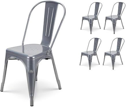 Kosmi - Chaise en métal gris silverstil industriel - Aspect Brillant