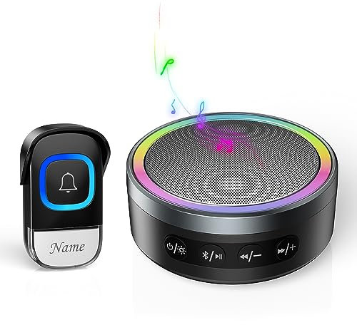 TECKNET Campanello Senza Fili da Esterno Impermeabile IP66, Campanello Wireless Portatile Ricaricabile RGB con Cassa Altoparlante Bluetooth, Portata 400M, 5 Livelli Volume 60 Melodie