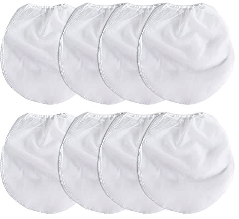 CLVPAI Weiße Feine Netz-Siebbeutel-8 Stück 1 Gallone Lackfilter Lacksiebe,Eimer elastische Öffnung Siebbeutel,für die Filtration von Flüssigkeiten wie Farbe(28 * 32cm)