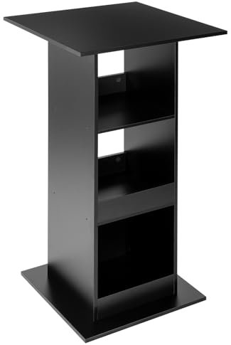WOLTU Bartisch Bistrotisch Stehtisch Küchentisch Tresentisch Thekentisch, eckiger Tisch mit 3 Regalfächern, für Bar Küche Wohnzimmer, aus Holzwerkstoff, Tischhöhe 112 cm, Schwarz