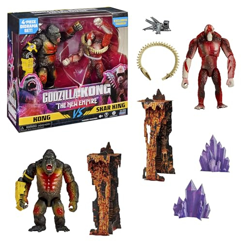 MonsterVerse Godzilla x Kong, förpackning med 2 ledade figurer, 15 cm, Kong vs Skar King, för barn från 4 år, MN3042