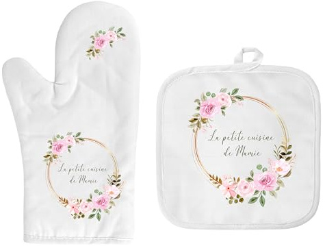 Gant et Manique de Cuisine La Petite Cuisine de Mamie – Cadeau Idéal pour Mamie, Accessoires Pratiques de cuisine - Cadeau fête des mamies