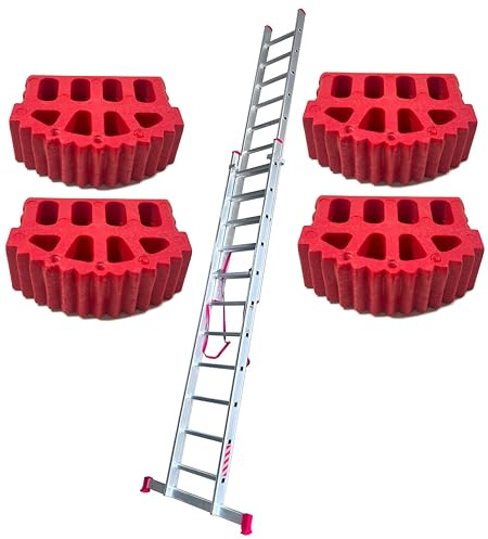 BTF | Juego de 4 Conteras para Escaleras Industriales Profesinoales 1, 2 o 3 Tramos Combinada y/o Extensible | Pies de Goma de Escaleras Perfil de Montante 80x25mm.