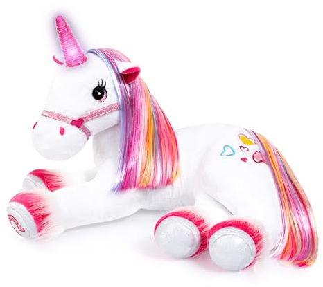 Bayer Design Funktions-Plüsch-Einhorn mit Licht und Sound | Stofftier, Kuscheltier, Regenbogen Haare