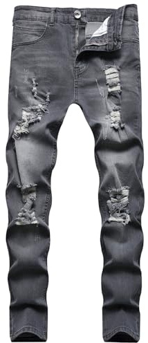 Jeans Uomo Estivi Leggeri Slim Fit Pantaloni Jeans da Strada Pantaloni Hip-Hop retrò a Tubo Dritto Slim Fit da Uomo 3XL