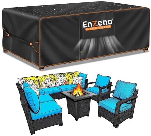 Enzeno Housse de table rectangulaire imperméable en tissu Oxford 420D pour meubles de jardin et extérieur, carrée, 160 x 100 x 74 cm