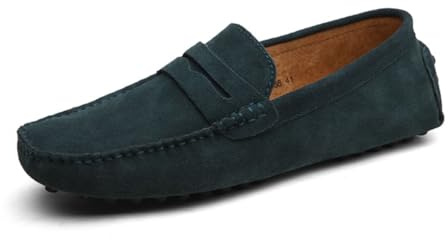 CZHIHANEG mäns mocka läder penny loafers komfort körskor mockasiner handgjorda slip-on körning affärsskor i storlekar 5-14, 2088 Marinblå, 43 EU