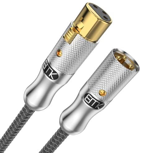 EMK XLR Microphone Cable XLR Male to XLR Female 3-Pin Balanced Mixer Speaker Cable Equalizer Mic Preamplifier Cable Compatible with Speaker Systems(3 Ft/1M, XLR Male to Female Silver)