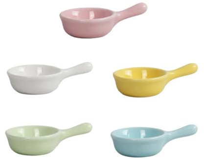 Garneck 6pcs Japanese Style Mini Dipping Plates for Home Dipping Sauce Bowls Handle for Condiment Plate Use in Kitchen