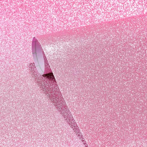 Stickyart Glitzer Tapete Rosa Tapete Selbstklebend 40 x 200cm Möbelfolie Selbstklebend Tapeten Kinderzimmer Mädchen Glitzer Klebefolie Möbel Rosa Wand Tapeten Wohnzimmer Glitzerfolie für Möbel