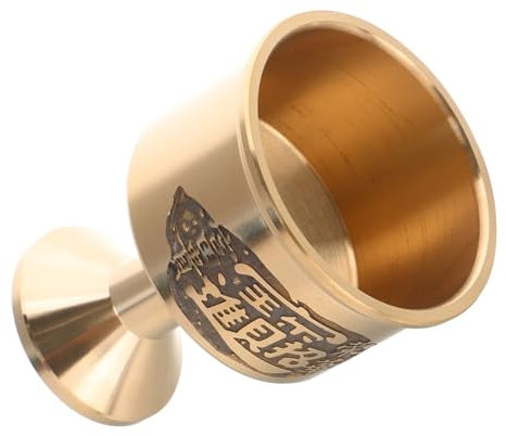 LAPYAPPE Copa Sagrada de Latón Dorado, Cáliz Patrones en Relieve y Base Estable, Adecuado para Altar y Decoración de Comunión Hogar